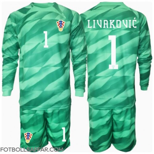 Kroatien Dominik Livakovic #1 Målvakt Bortadräkt Barn EM 2024 Långärmad (+ Korta byxor)